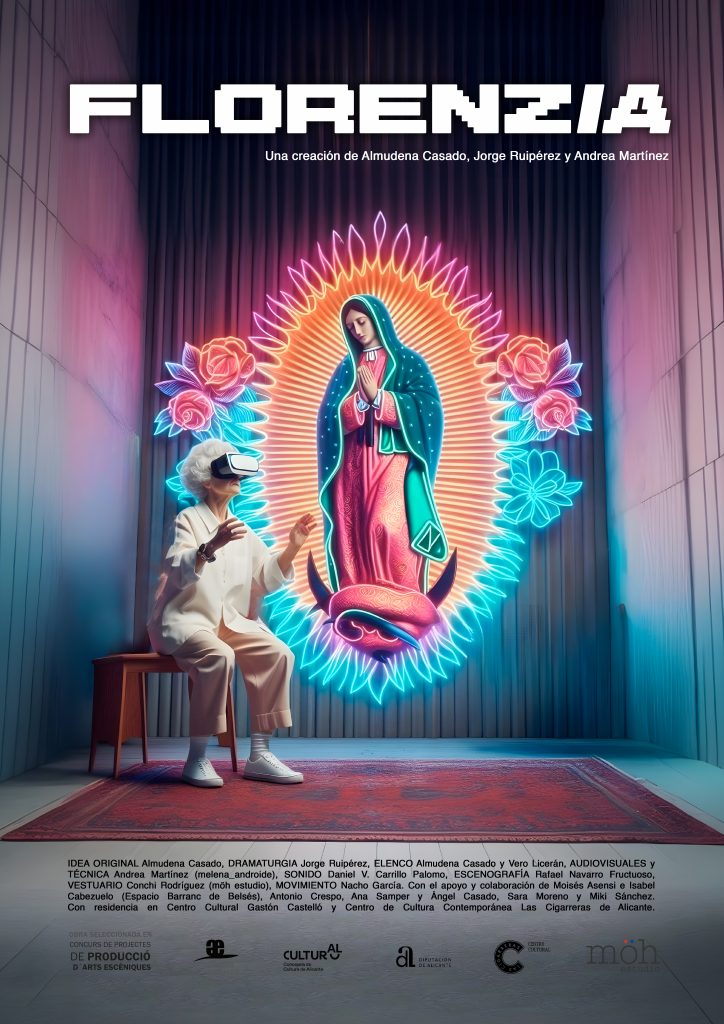 Cartel obra de teatro Florenzia con Almudena Casado actriz